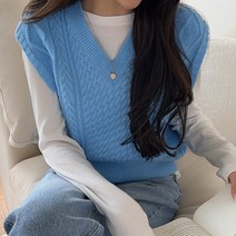 시크폭스 여성용 버네프 케이블 니트 베스트