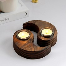 레트로 나무 초승달 캔들 홀더, 우드