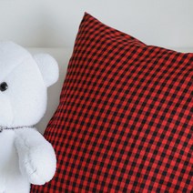 천팜 20수 해피 할리데이 빈티지 체크 패브릭 원단 1305, 레드