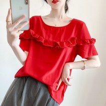 마더브띠 프릴디자인 캐주얼 반팔 블라우스