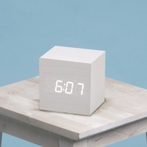 촘스토리 LED 인테리어 탁상시계 D6029, 화이트우드 화이트LED