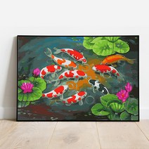 플레이어바웃 DIY 명화 그리기 세트 50 x 40 cm, 연꽃과 잉어 (MG027)