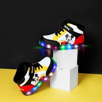 디즈니 아동용 미키마우스 컬러 LED 미드 운동화
