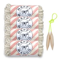 미소털실 해피망고 빅 뜨개털실 4p + 줄바늘 세트, 1세트, 02 베이지