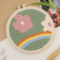 아트조이 DIY 펀치 니들 자수 + 4단 바늘 세트, 1세트, 꽃과 무지개