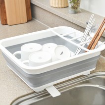 디유 자바라 폴딩 주방 캠핑용 배수구조절 식기건조대, 그레이 + 화이트