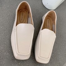 플랙슈 여성용 스퀘어 쿠셔닝 가죽로퍼 1cm