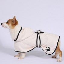 한별나라 반려동물 극세사 목욕 가운, 화이트