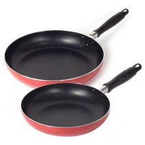토스코 베이직 프라이팬 세트 2개, 레드, 프라이팬 26cm + 32cm