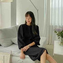 벌룬 소매 포켓 포인트 원피스