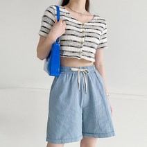 플랜데이 여성용 캐주얼 코튼 마 린넨 5부 와이드 반바지