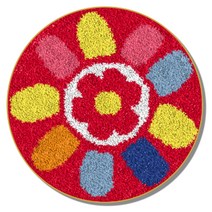 알로데 라운드 플라워 러그 카펫 DIY 스킬 자수 세트 영문버전 컬러인쇄메쉬, 1세트, 03