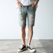 제제 남성용 디스트로이트 워싱 찢청 반바지