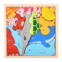 오즈토이 목제 발란스 그림맞추기 도미노 퍼즐 바다, 12피스, 1개
