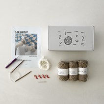 뜨개사계절 초보자용 DIY 대바늘 뜨개질키트, 1세트, 그레이(실), 크림화이트(앙고라실)