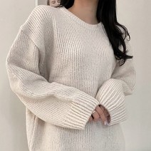 여성용 네크 루즈핏 니트