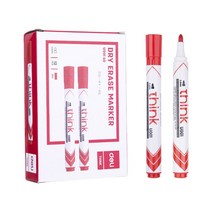 델리 이지클리어 화이트보드마카 퀵드라이 12p EU00140, 레드, 1개