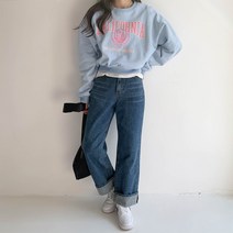 여성용 린다샵 로빌센 세미와이드 베이직 속기모 롤업 청바지 cppt11346k2c