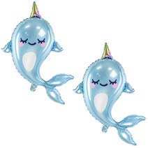 파티데코 은박풍선 일각고래 53 x 87 cm, 혼합색상, 2개