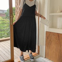 셔링 뒷밴딩 뷔스티에 롱 원피스