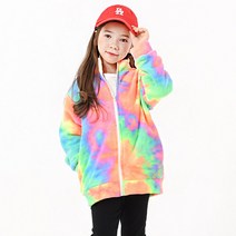 키즈레시피 아동용 네온 물나염 플리스 집업