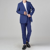 바르 남성용 린넨 아웃포켓 투버튼 베이직 수트 세트 BU3003
