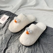 캐릭터 컬러 털 실내화, White