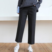 빼빼 여성용 뒷밴딩 데일리 모직 스판 슬랙스 팬츠