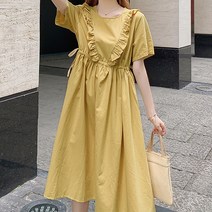 임산부 요조숙녀 코튼 루즈핏 반소매 원피스