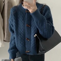 피어니스트 여성용 꽈배기 패턴 니트 가디건