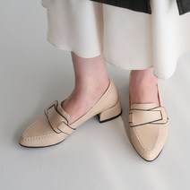 단골언니 여성용 칠리 발등 스트랩 스티치 로퍼