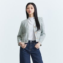 미쏘 여성용 배색 디테일 트위드 자켓