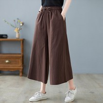 레몬소울 여성용 헤와 밴딩 와이드 8부팬츠