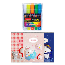 동아 블랙보드마카 5종 + 몰랑이두툼종합장 3p 세트, 혼합색상, 1세트