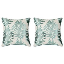 글로시 리프 패턴 코튼 린넨 쿠션커버 2p