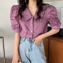 MA 빅퍼프 프린세스 브이넥 블라우스