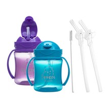 아이별프렌즈 플립컬러 빨대컵 250ml x 2종 + 플립스트로우 세트, 블루, 퍼플, 1세트