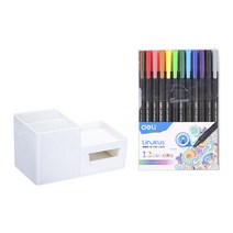 델리 멀티 데스크 오거나이저 8907 + 12색 수성펜 세트, 화이트(오거나이저), 1세트