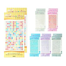 미소로 1000 크리스탈 데코 스티커 2135 6종 x 2p, 화이트, 레인보우, 핑크, 블루, 바이올렛, 실버, 1세트
