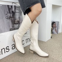 콤마슈 여성용 심플 베이직 웨스턴 미들부츠 C440