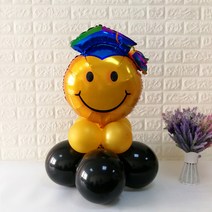 와우파티코리아 졸업 풍선기둥 세트, 스마일 블루 학사모, 4세트
