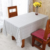 아미데코 PVC 베이직 체크 방수 테이블보, 블루, 90 x 130 cm