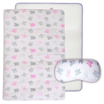 화모 부드러운 모달 유아매쉬매트 커버분리형 L + 매쉬베개, 핑크곰