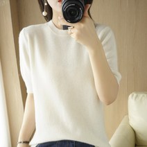 셀레네 여성용 뉴 스프링 라운드 반팔 니트