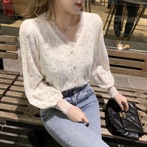 어썸풀 모디 펀칭 레이스 블라우스