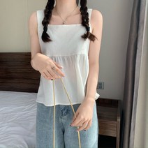 여성용 MA 여름 프릴 백 리본 나시