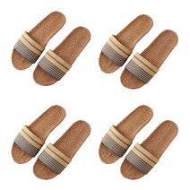 에버하우스 패턴컬러 리넨 실내화 4p, 그레이