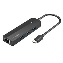 벤션 C타입 기가랜카드 USB 멀티허브 TGPBB, 블랙