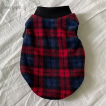 바이담수미 강아지 따뜻 플리스 나시, 체크빨강