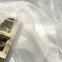 광폭 오간디 크리스탈 인터록 마감 원단, 화이트
